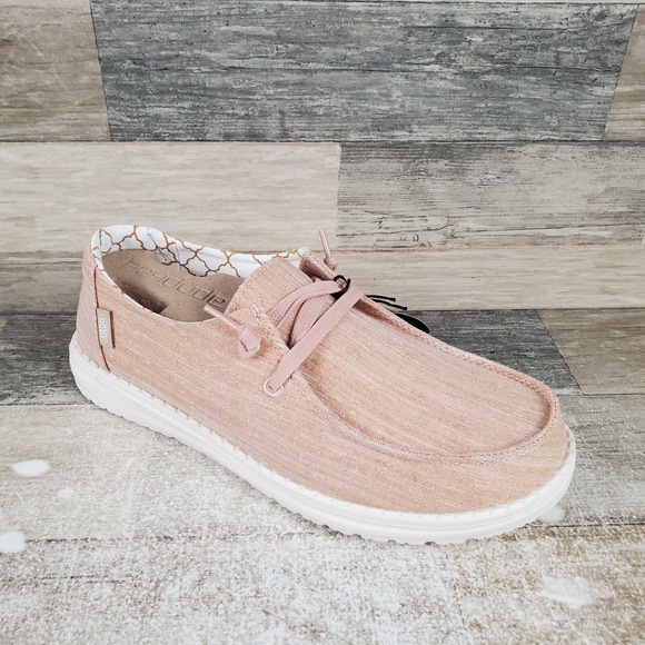 Hey Dude Shoes - Hey Dude Wendy Sparkling Womens Loafers Sz 7 Rose Gold Comfort Lace Up Low Top